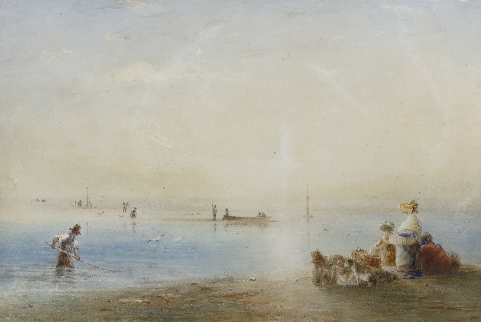 James Barrie, 19th century, watercolour, Lancaster Sands, signed and dated 1833, gallery label verso, 20 x 30cm
